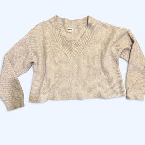 Women's Cream and Tan Cropped Sweater